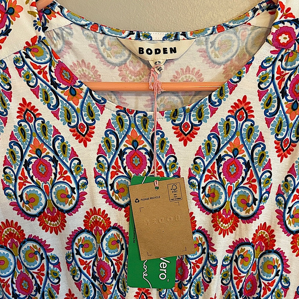 NWT! Boden Colorful Patterned Midi Dress - Picture 3 of 5